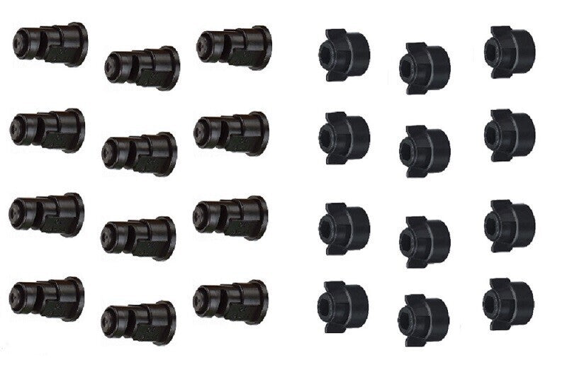 12 of TeeJet Wide Angle Spray Tips Rated 2.0 GPM @ 40 PSI w/ 12 Black Nylon Caps