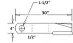 2 Replacement Woods Rotary Cutter Blade 30" Long x 4" x 0.5" w/ 1.5" Hole CCW