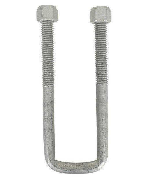 Square U-Bolt 1/2" Thick x 1-3/4" ID x 6" Long w/ Zinc Plated Nuts S132