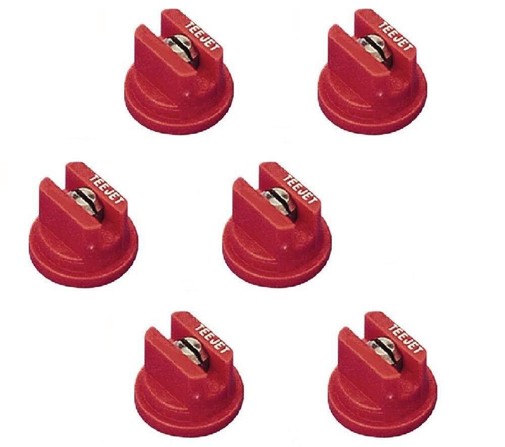Pack of 6 - TeeJet Even Flat Spray Tip Red 95° Polymer w/ SS Insert Visiflo