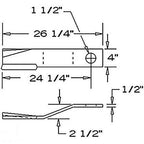 2 Replacement Servis Rhino Rotary Cutter Blade 26.25" x 4" x 0.5" w/ 1.5" Hole