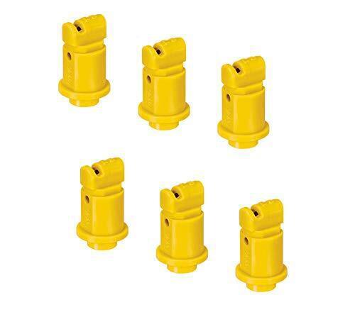 Pack of 6 - TeeJet Induction Flat Spray Tips Yellow 110° Polymer Visiflo