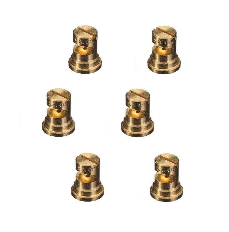 Pack of 6 - TeeJet FloodJet Brass Wide Angle Flat Spray Tips 0.2 GPM @ 40 PSI