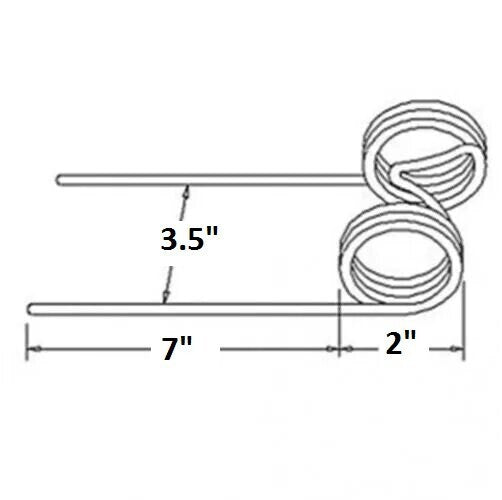 Replacement For Baler Tooth 7" Tine x 3.5" Gap x 2" Coil x 0.244" Wire JD-2E-1