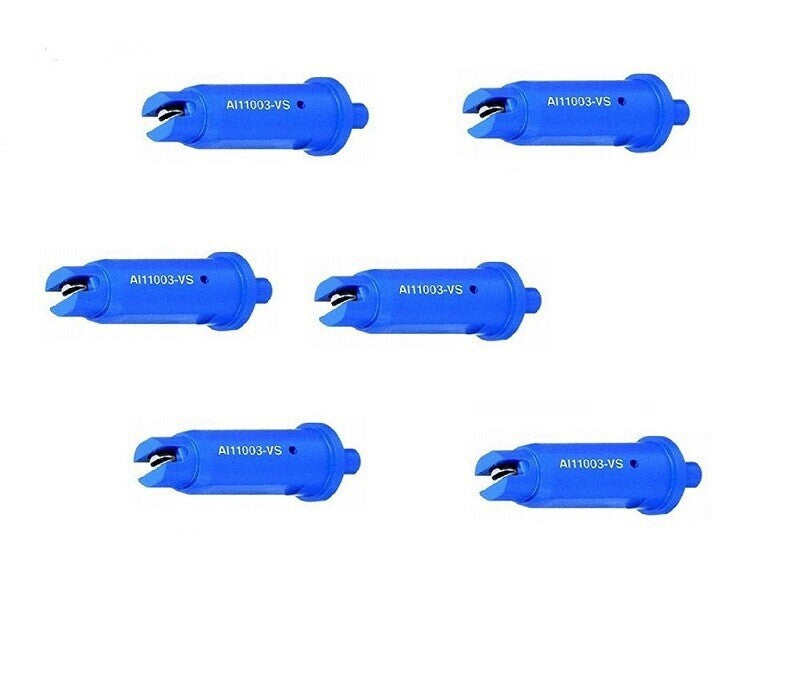 Pack of 6 - TeeJet Air Induction Flat Spray Tips Blue 110° Polymer Visiflo