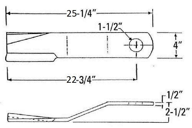 Replaces Woods Rotary Cutter Blade 25.25" x 4" x 0.5" w/ 1.5" Hole CW USA MADE
