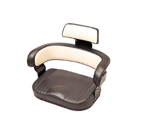 3-Piece Black & White Tractor Seat Deluxe Cushion & Back (Without Bracket)