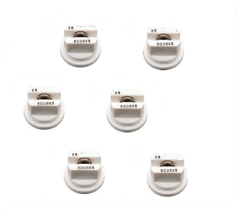 Pack of 6 - TeeJet Extended Range Flat Spray Tips White 80° Polymer w/ SS Insert
