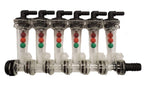 Wilger 6 Column Flow Indicator w/ 3/8" 90° Outlets & 3/4" Straight Inlet 20460-6
