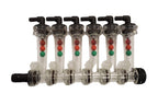 Wilger 6 Column Flow Indicator w/ 3/8" 90° Outlets & 3/4" Straight Inlet 20460-6