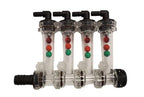 Wilger 4 Column Flow Indicator w/ 3/8" 90° Outlets & 3/4" Straight Inlet 20460-4