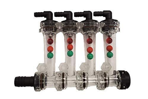 Wilger 4 Column Flow Indicator w/ 3/8" 90° Outlets & 3/4" Straight Inlet 20460-4