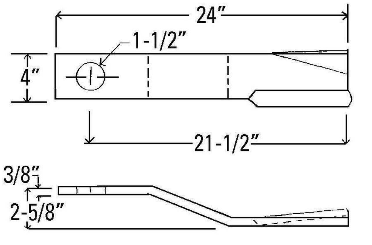 Replacement Woods Rotary Cutter Blade 24" x 4" x 0.375" w/ 1.5" Hole CCW 12892
