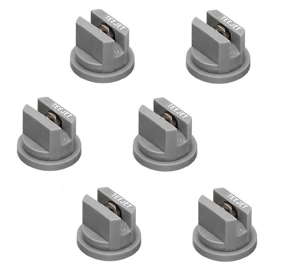 Pack of 6 - TeeJet Even Flat Spray Tip Gray 95° Polymer w/ SS Insert Visiflo