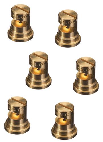 Pack of 6 - TeeJet FloodJet Brass Wide Angle Flat Spray Tips 0.4 GPM @ 40 PSI