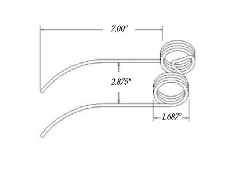 Replacement Baler Tooth 7" Tine x 2.875" Gap x 1.6875" Coil x .207" Wire V-2