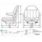 Tractor & Industrial High Back Seat with Integrated Suspension & Armrests