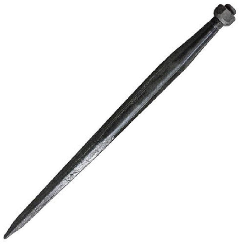 2 of 43" Black Tapered Bale Spears w/ Nut 3,500 LB Cap 28 MM Dia. Italian Made