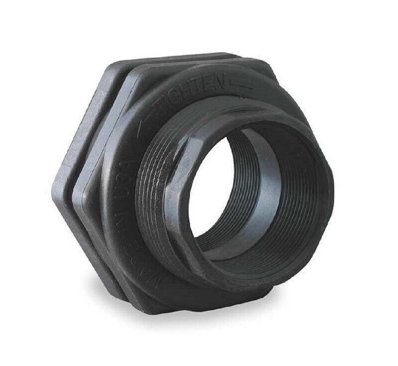Banjo Poly Bulkhead Tank Fitting 2" FPT & 3" OD Double Threaded w/ Gasket TF200