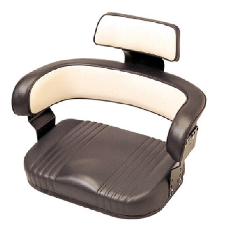 3-Piece Black & White Tractor Seat Deluxe Cushion & Back (Brackets Included)
