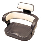3-Piece Black & White Tractor Seat Deluxe Cushion & Back (Brackets Included)