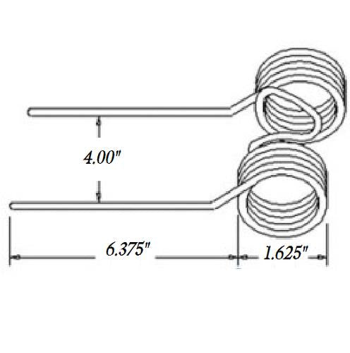 Baler Tooth 6.375" Tine x 4" Gap x 1.625" Coil MF2C