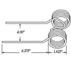 Baler Tooth 6.375" Tine x 4" Gap x 1.625" Coil MF2C