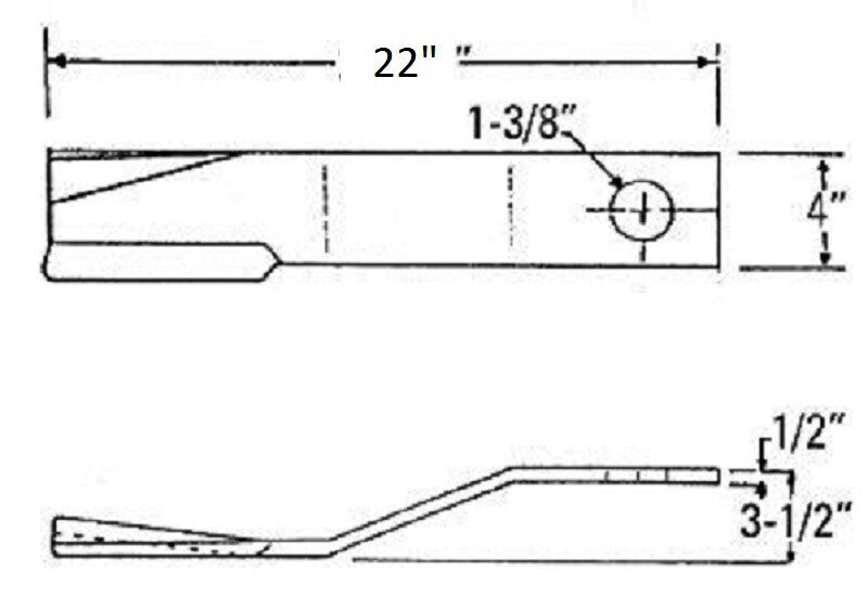 Rotary Cutter Blade 22" x 4" x 0.5" w/ 1-3/8" Hole CCW USA MADE 759339