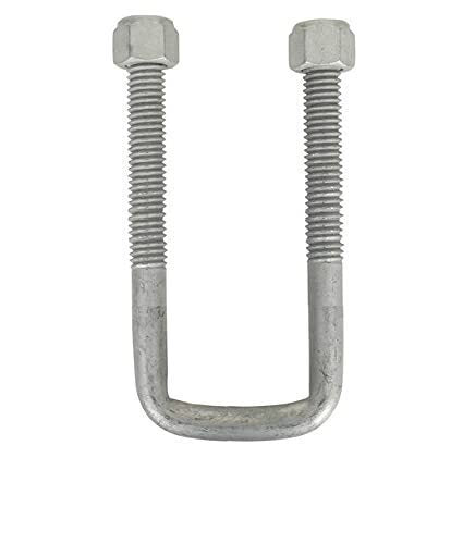 Square U-Bolt 1/2" Thick x 2" ID x 6" Long w/ Zinc Plated Nuts S134