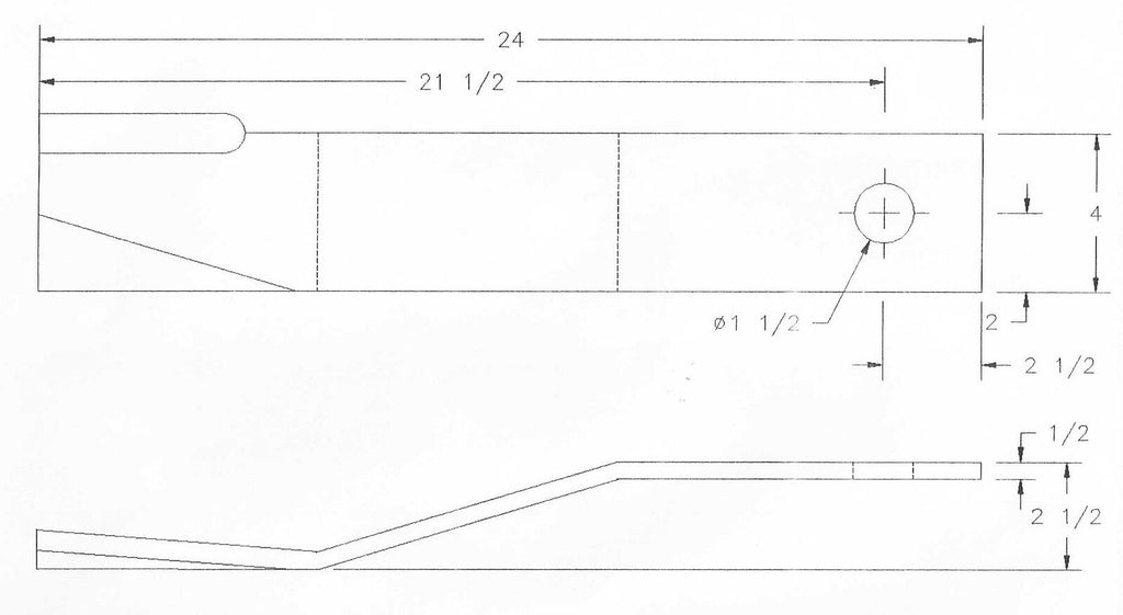 Rotary Cutter Blade 24.75" x 4.5" x 0.5" w/ 1.5" Hole CW USA MADE 78494BH