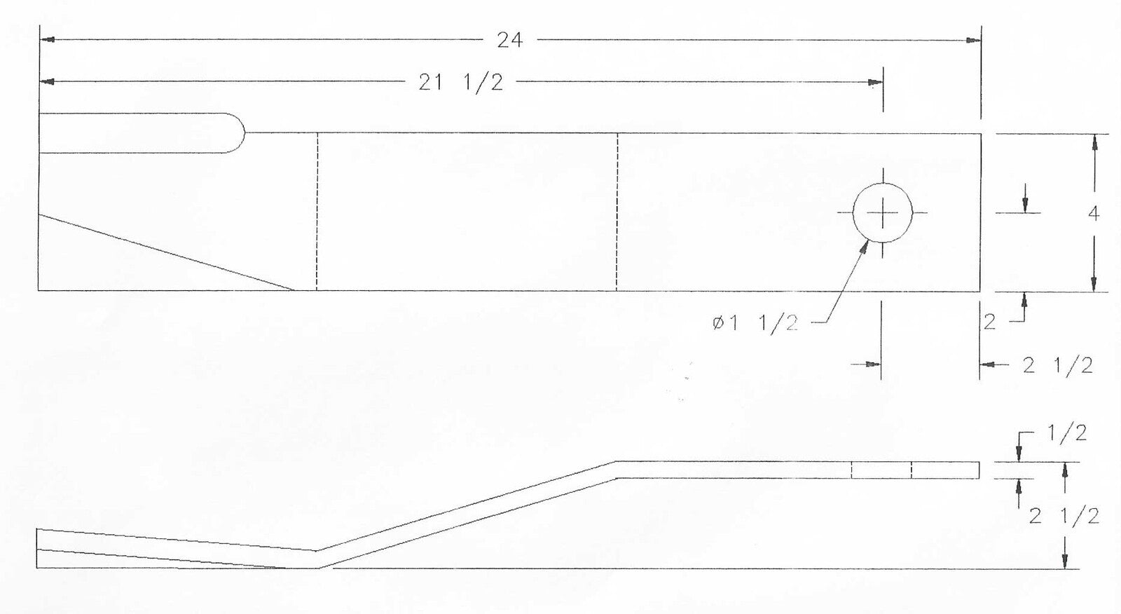 Rotary Cutter Blade 24.75" x 4.5" x 0.5" w/ 1.5" Hole CW USA MADE 78494BH
