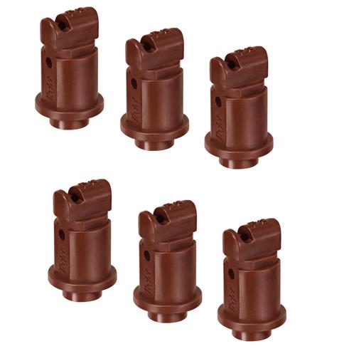 Pack of 6 - TeeJet Induction Flat Spray Tips Brown 110° Polymer Visiflo