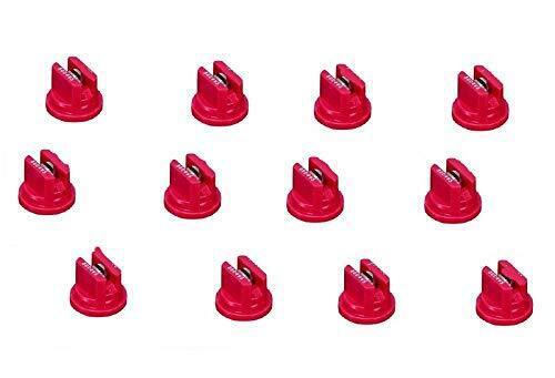Pack of 12 - TeeJet Flat Spray Tips Red 80° Polymer w/SS Insert 0.4 GPM @ 40 PSI