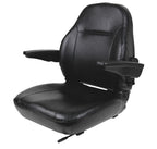 Premium High-Back Black Vinyl Seat w/ Armrests, Lumbar Support & Slide Rails