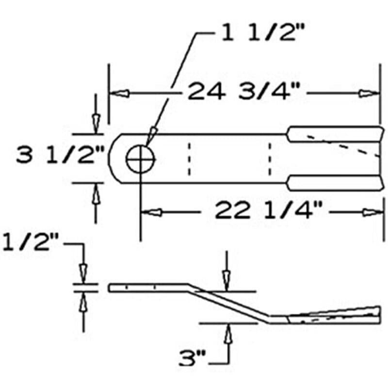 Replaces Terrain King Rotary Cutter Blade 24.75" x 3.5" x 0.5" w/ 1.5" Hole CW