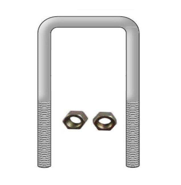 Square U-Bolt 5/8" Thick x 4" ID x 11-1/4" Long w/ Zinc Plated Nuts S178