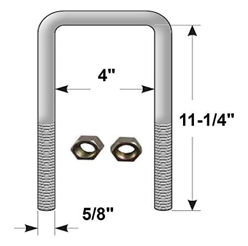 Square U-Bolt 5/8" Thick x 4" ID x 11-1/4" Long w/ Zinc Plated Nuts S178