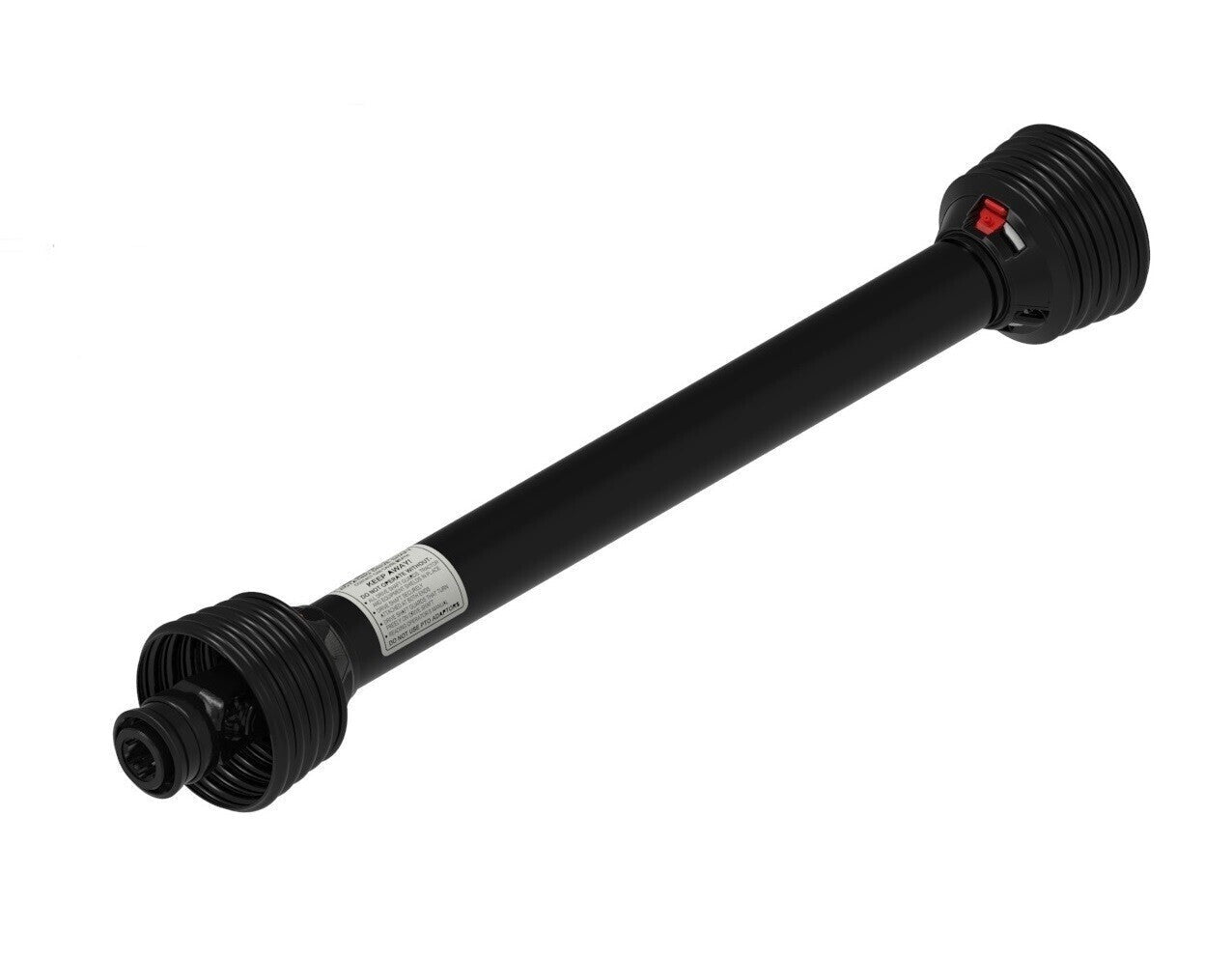39" Complete PTO Driveline 1-3/8" 6 Spline Spring Lok x 1" Round w/1/2" Pin Hole