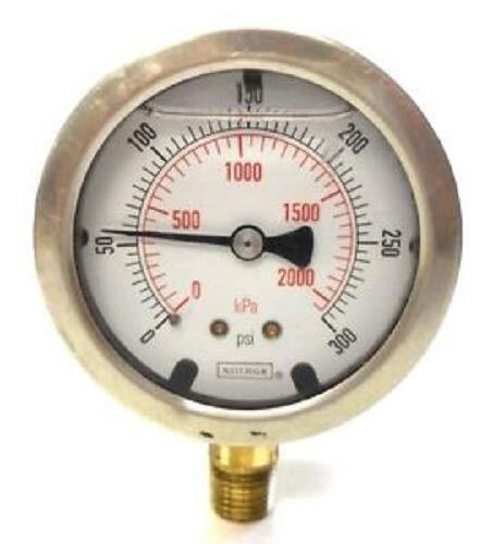 Pressure Gauge 0-300 Liquid 2-1/2" Dial SS Casing 2141GXB300