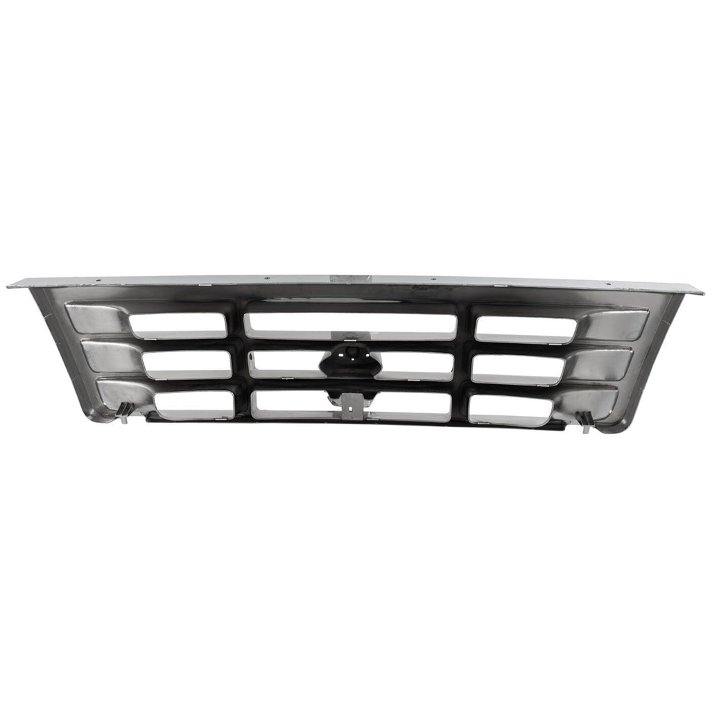 Grille For 1992-1996 Ford F-150 92-97 Ford F-350 Chrome Shell and Gray Insert