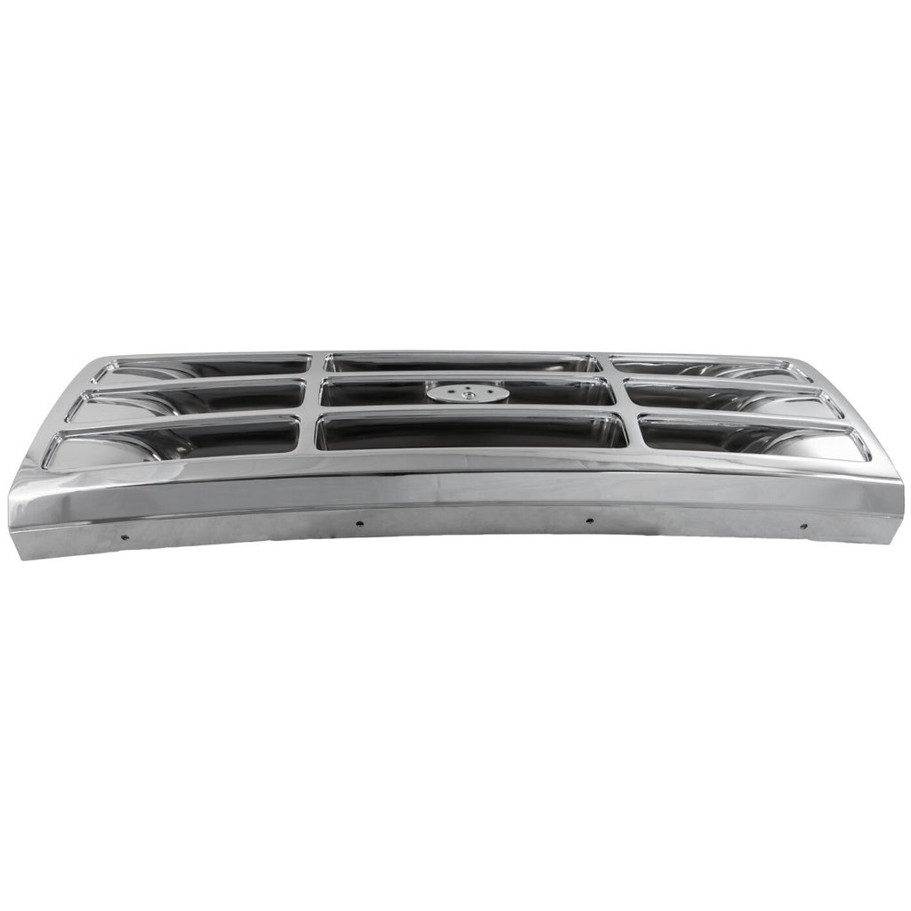 Grille For 1992-1996 Ford F-150 92-97 Ford F-350 Chrome Shell and Gray Insert