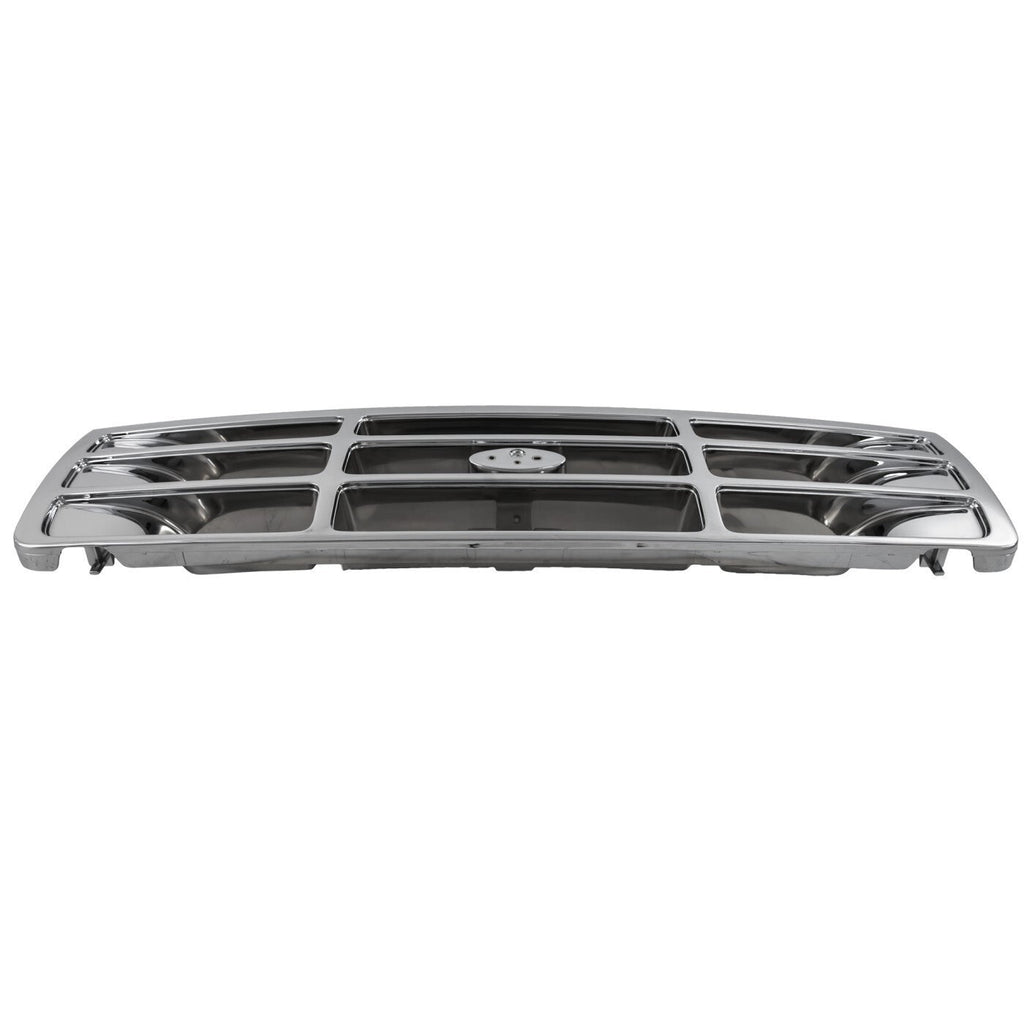 Grille For 1992-1996 Ford F-150 92-97 Ford F-350 Chrome Shell and Gray Insert
