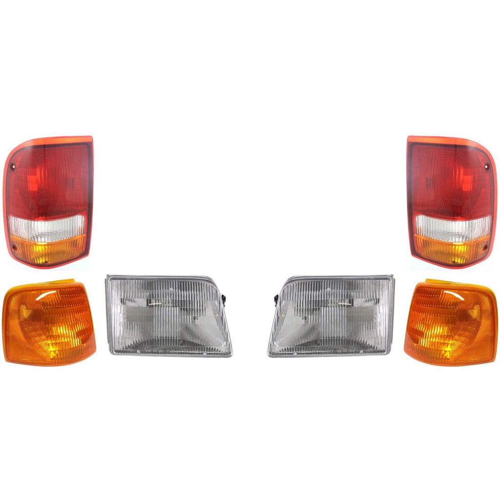 Headlight Kit For 1993-97 Ford Ranger With Tail Light Corner Light Left & Right