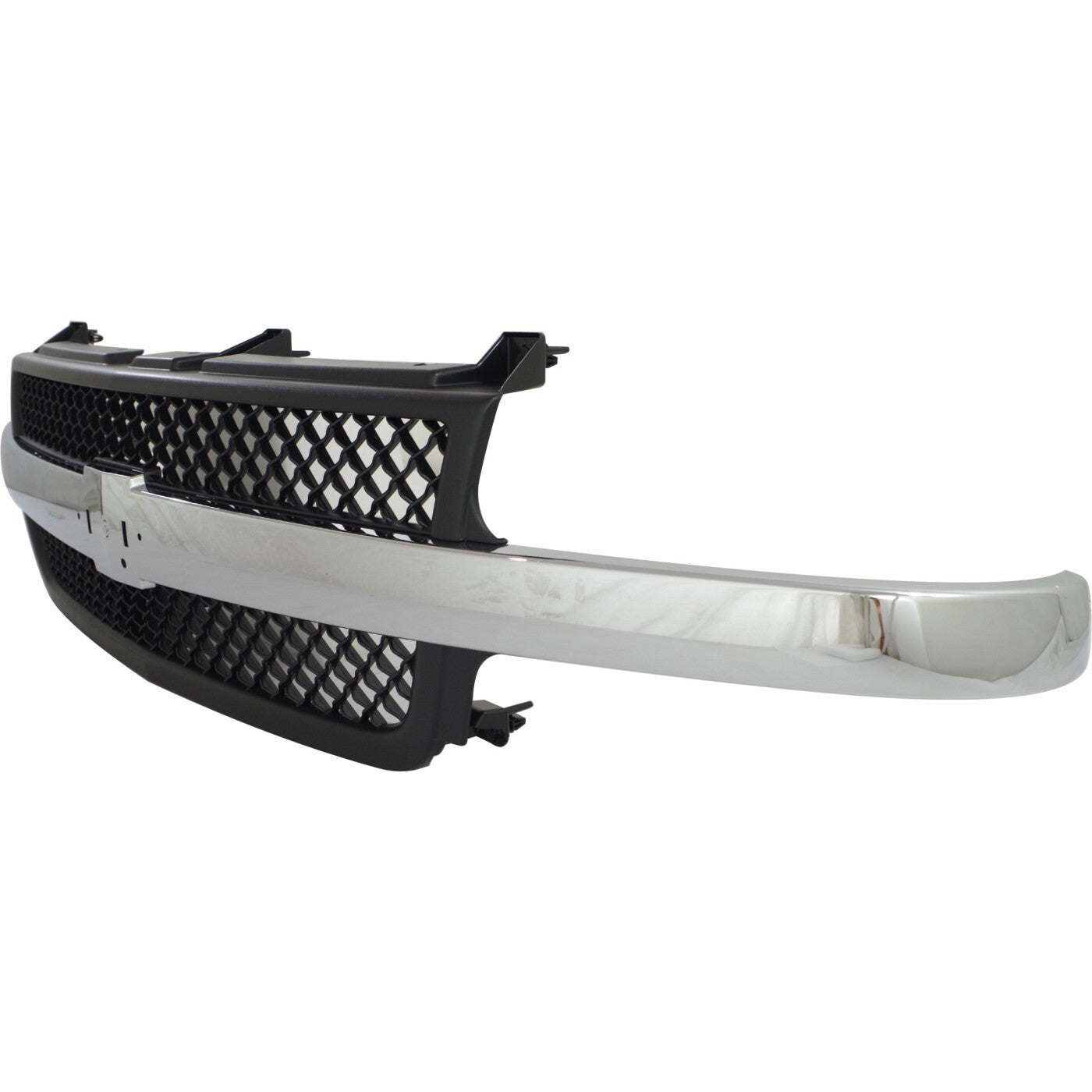 Grille Assembly Black with Chrome Center Bar For 2001-02 Silverado 2500 HD 3500