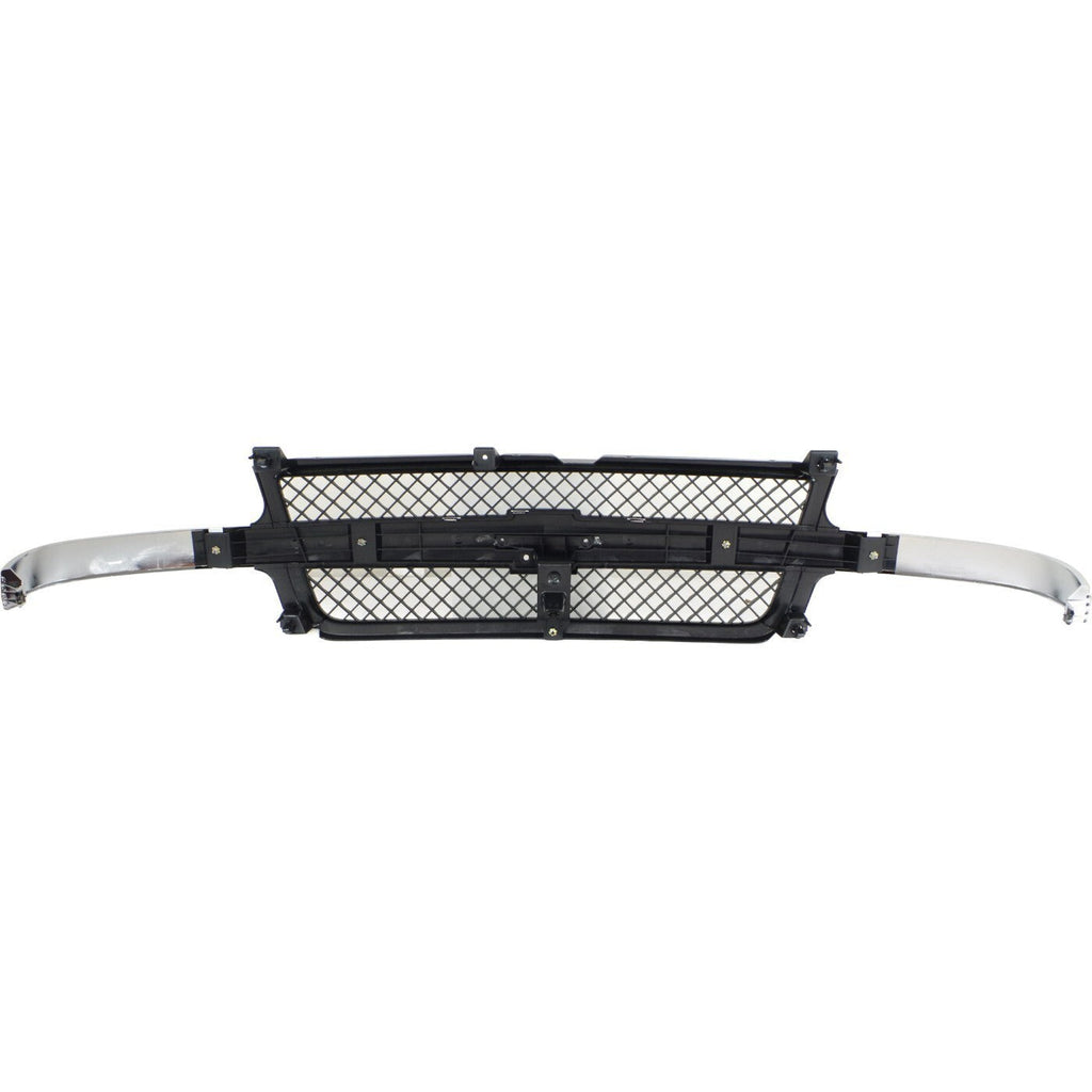 Grille Assembly Black with Chrome Center Bar For 2001-02 Silverado 2500 HD 3500