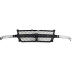Grille Assembly Black with Chrome Center Bar For 2001-02 Silverado 2500 HD 3500