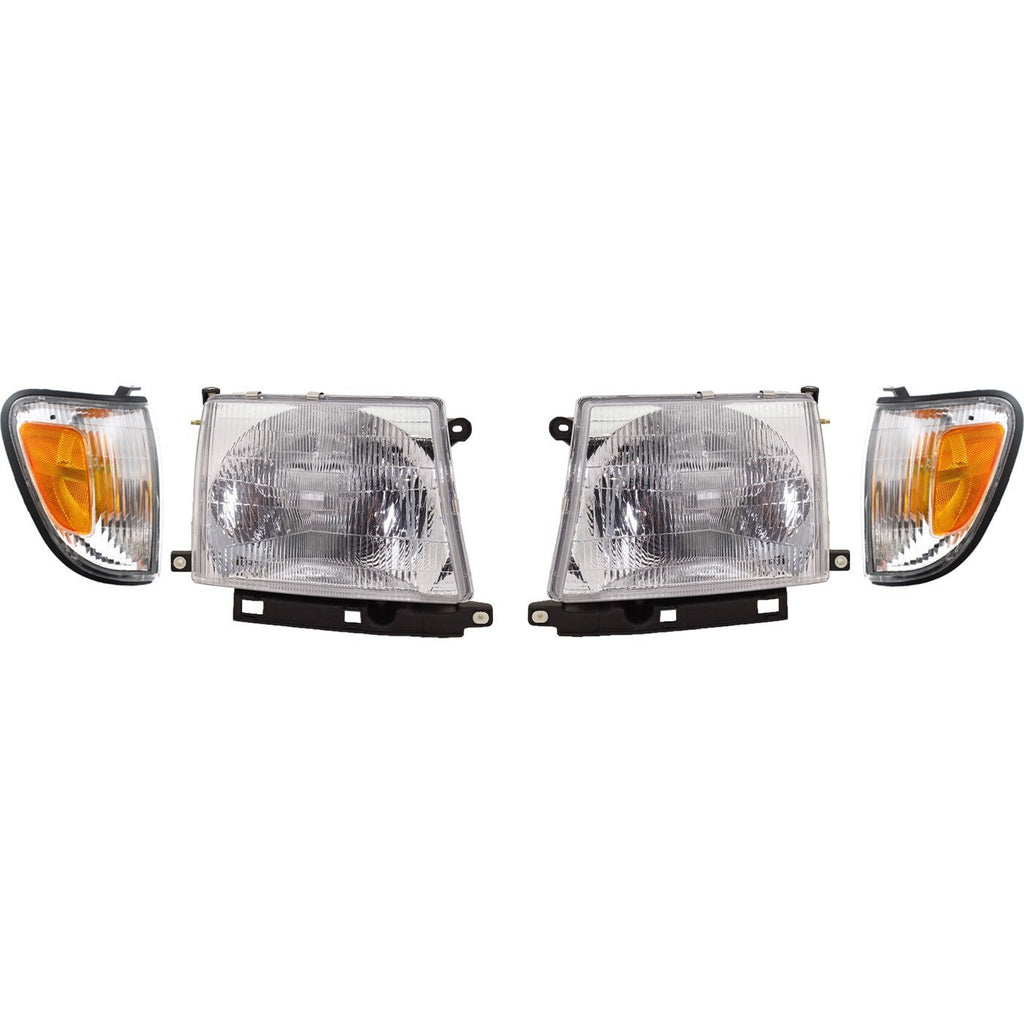 Headlight Kit For 1998-2000 Toyota Tacoma 4WD RWD With Corner Light Left & Right