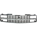 Grille For 1988-93 Chevy C K 1500 Chrome Shell With Black Insert Dual Headlight
