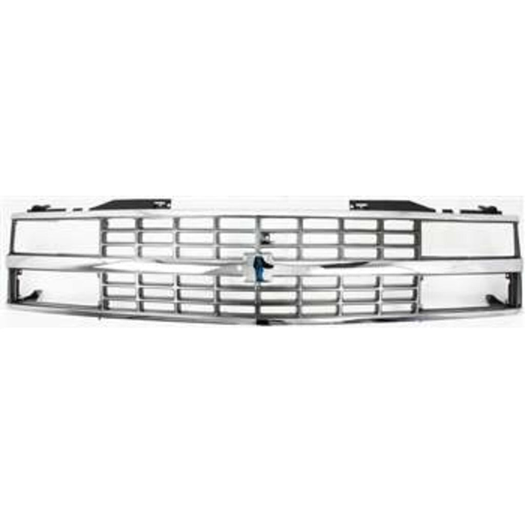 Grille For 1988-93 Chevy C K 1500 Chrome Shell With Black Insert Dual Headlight