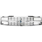Grille For 1988-93 Chevy C K 1500 Chrome Shell With Black Insert Dual Headlight